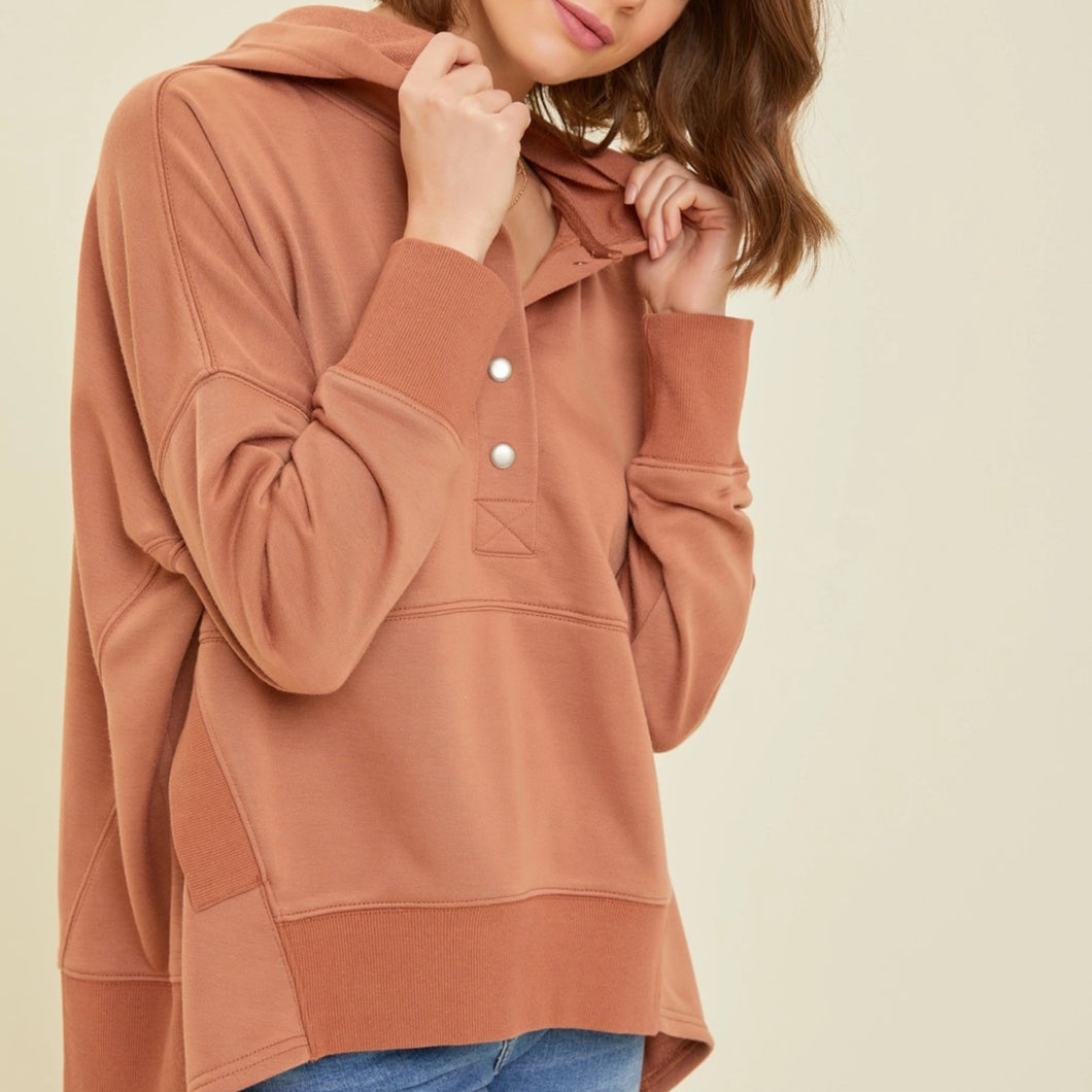 Oversized French Terry Hooded Pullover | Coconut