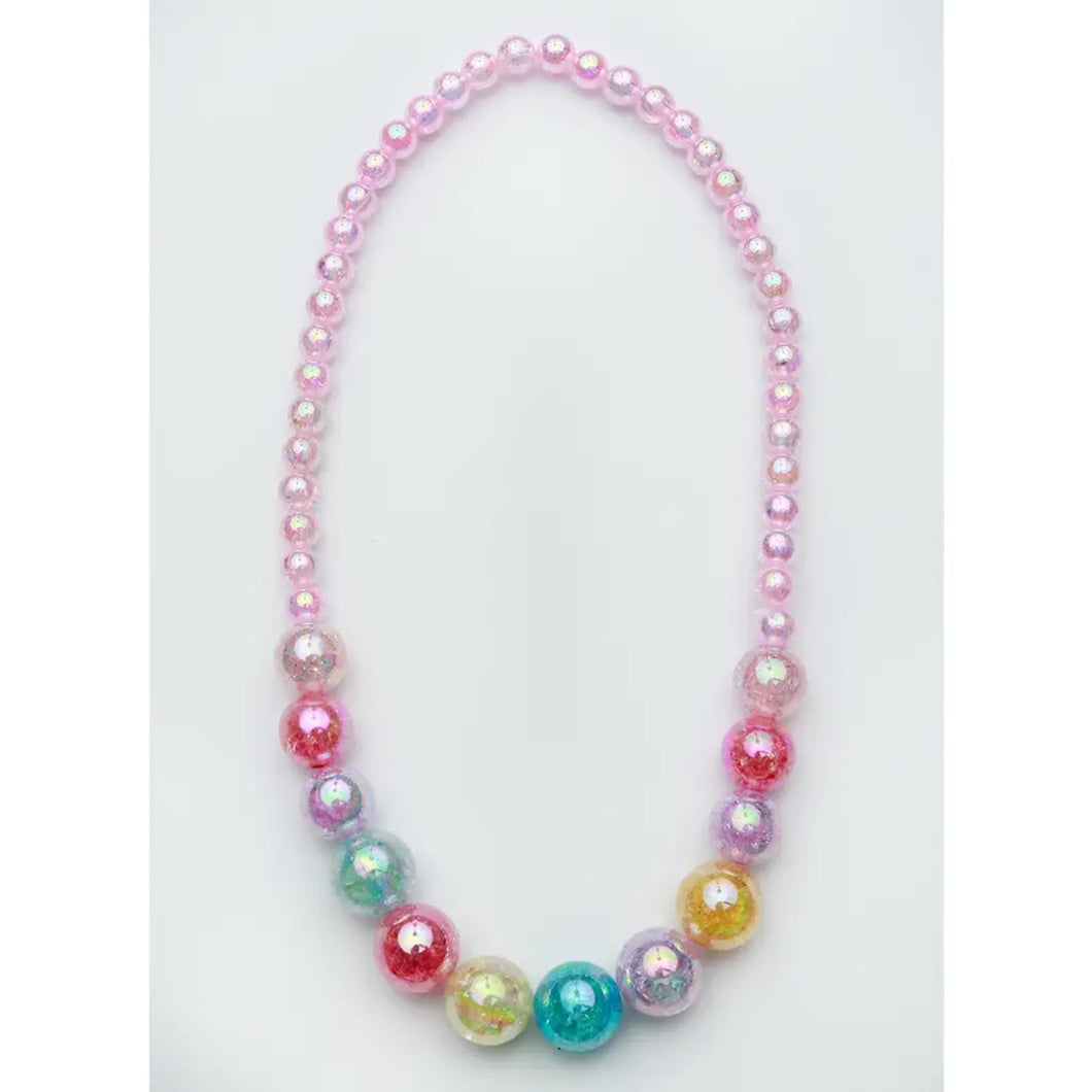Kids Beaded Watercolor Necklace • Pink