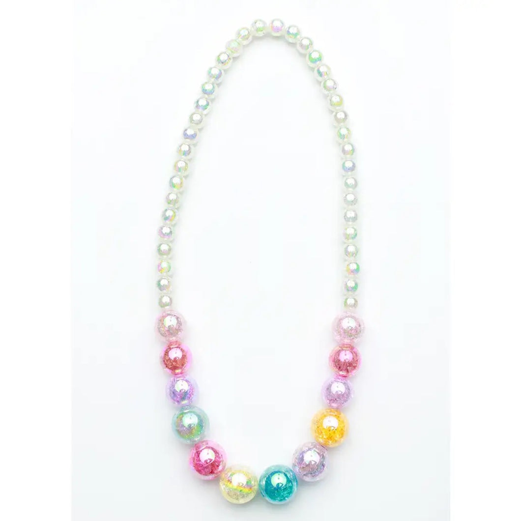 Kids Beaded Watercolor Necklace • White