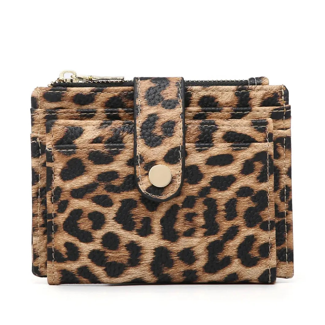Mini Snap Wallet/Card Holder • Leopard