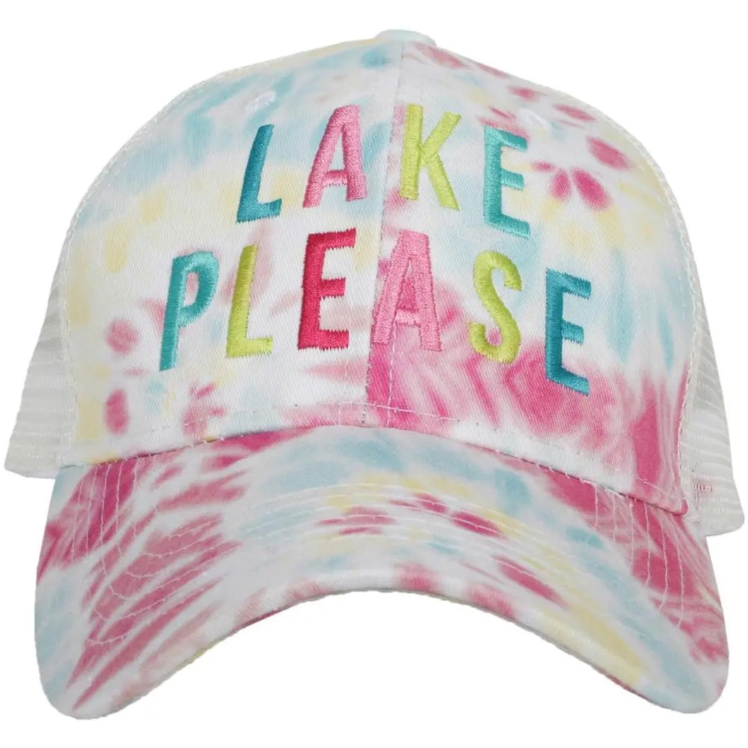 Lake Please Multicolor Tie Dye Trucker Hat