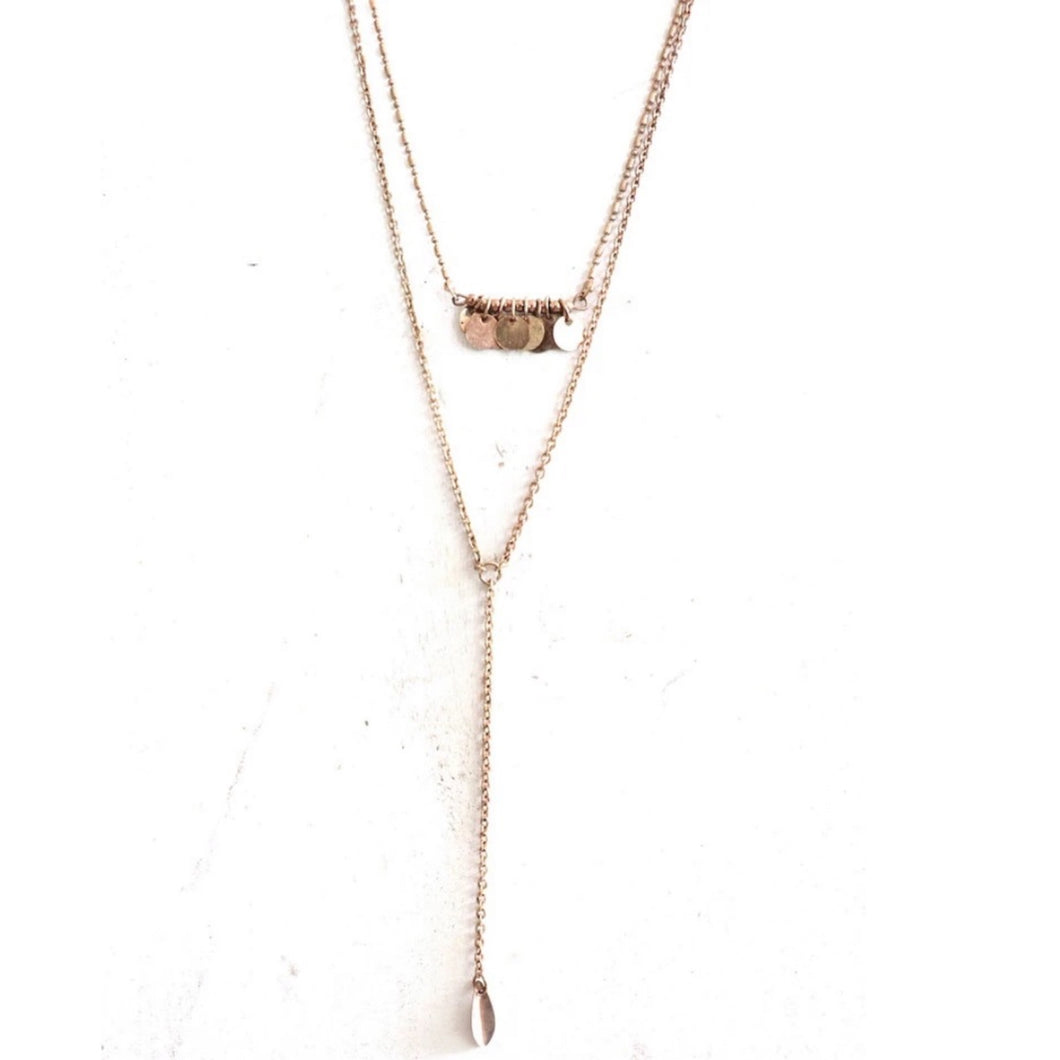 Alexa Long Layered Brass Necklace