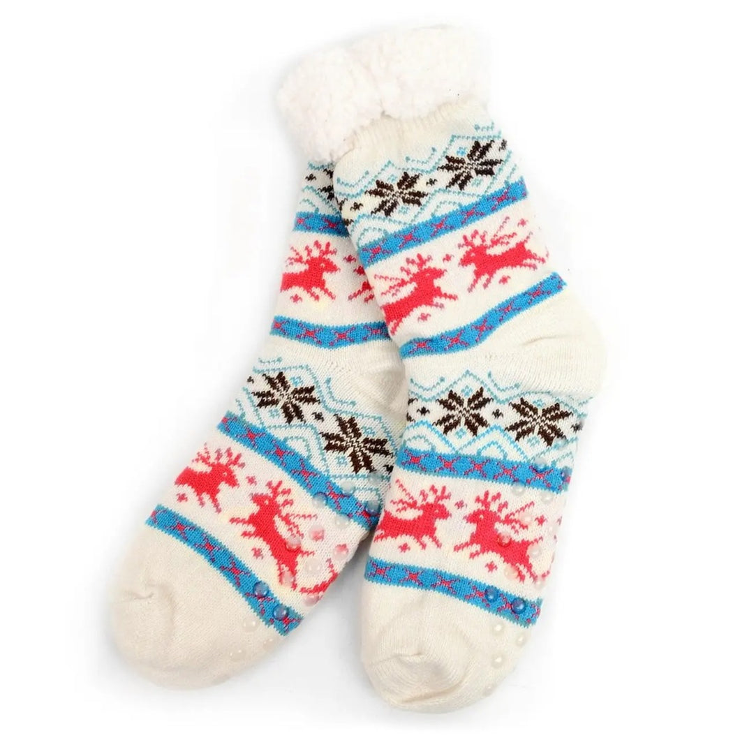 Plush Fleece Lined Sherpa Slipper Socks | Reindeer