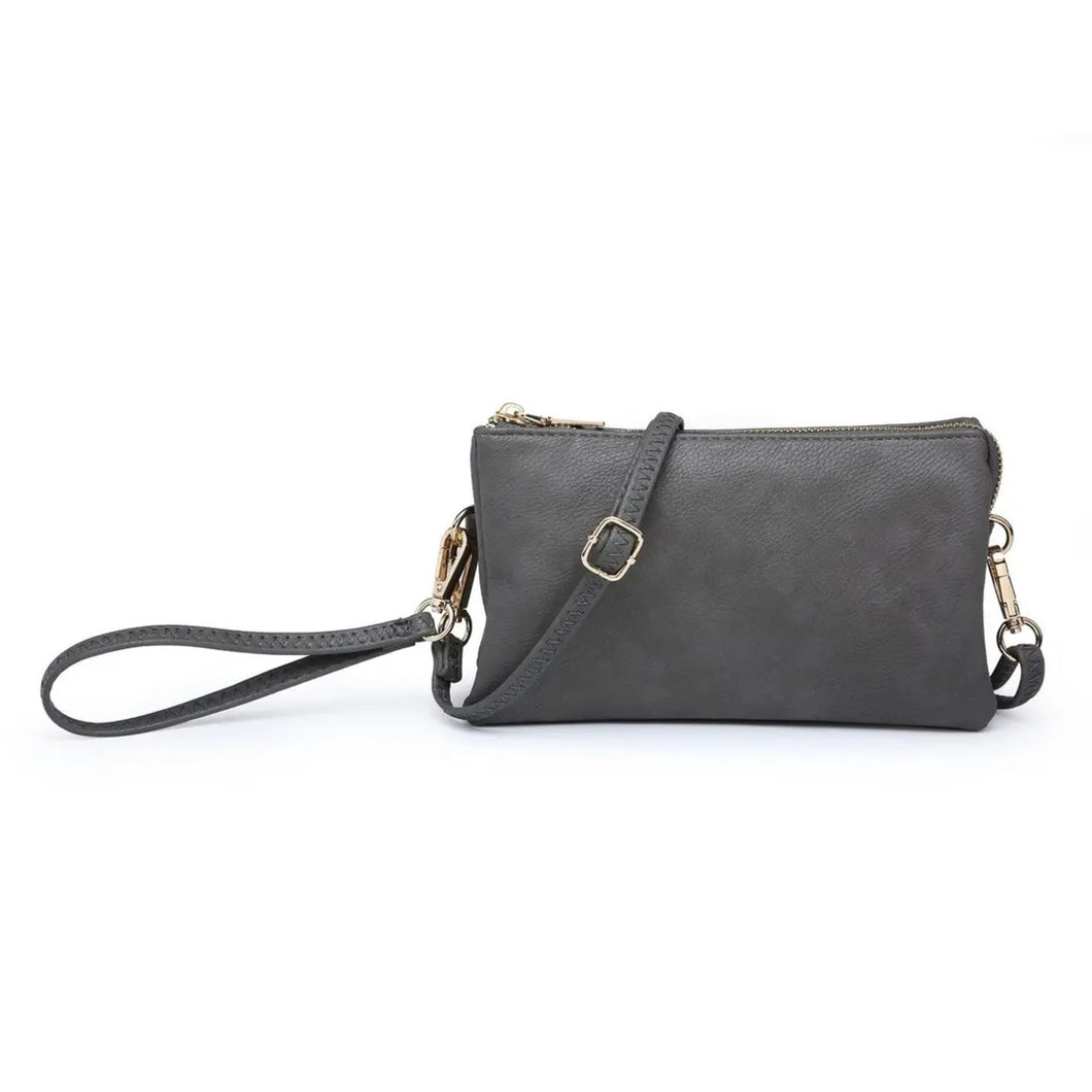 Charcoal | Riley Monogrammable 3 Compartment Crossbody/Wristlet