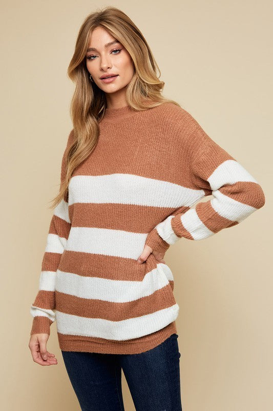 Striped Sweater | Clay/Cream