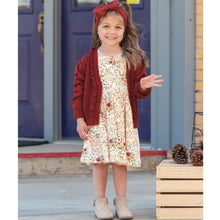 Load image into Gallery viewer, RuffleButts | Rosewood Button V-Neck Ruffle Cardigan
