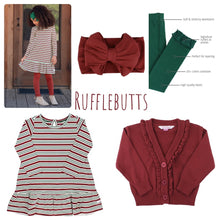 Load image into Gallery viewer, RuffleButts | Rosewood Button V-Neck Ruffle Cardigan
