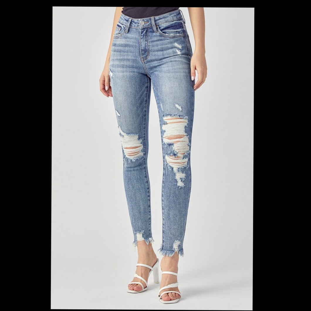Risen Jeans | Mid Rise Distressed Skinny