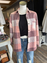 Load image into Gallery viewer, Button Up Plaid Shacket | Dusty Rose
