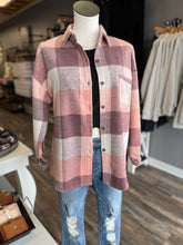 Load image into Gallery viewer, Button Up Plaid Shacket | Dusty Rose
