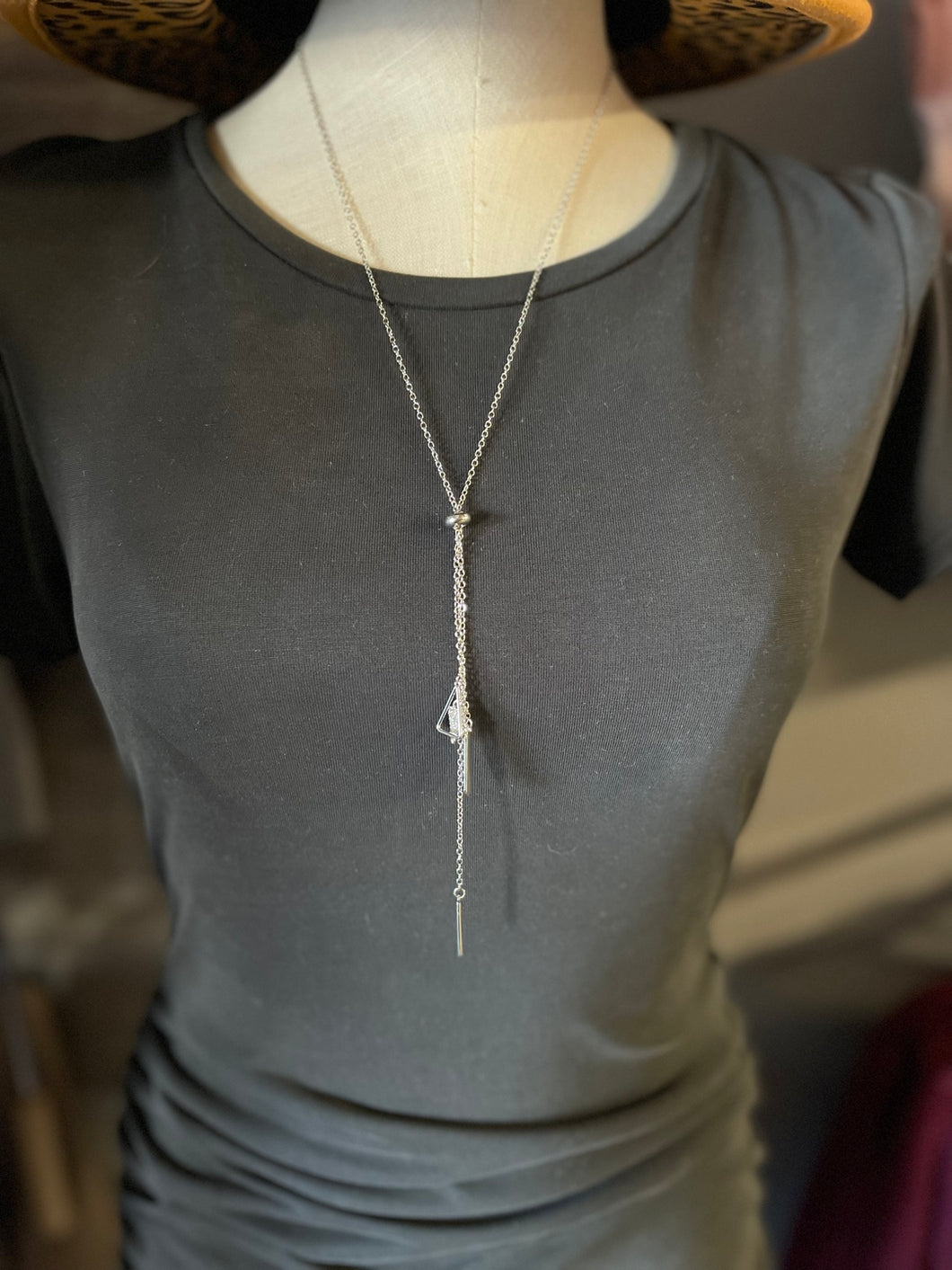 Multi Charm Y Necklace | Silver