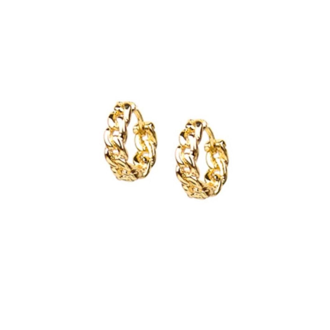 Earrings | Cuban Chain Huggie | Gold