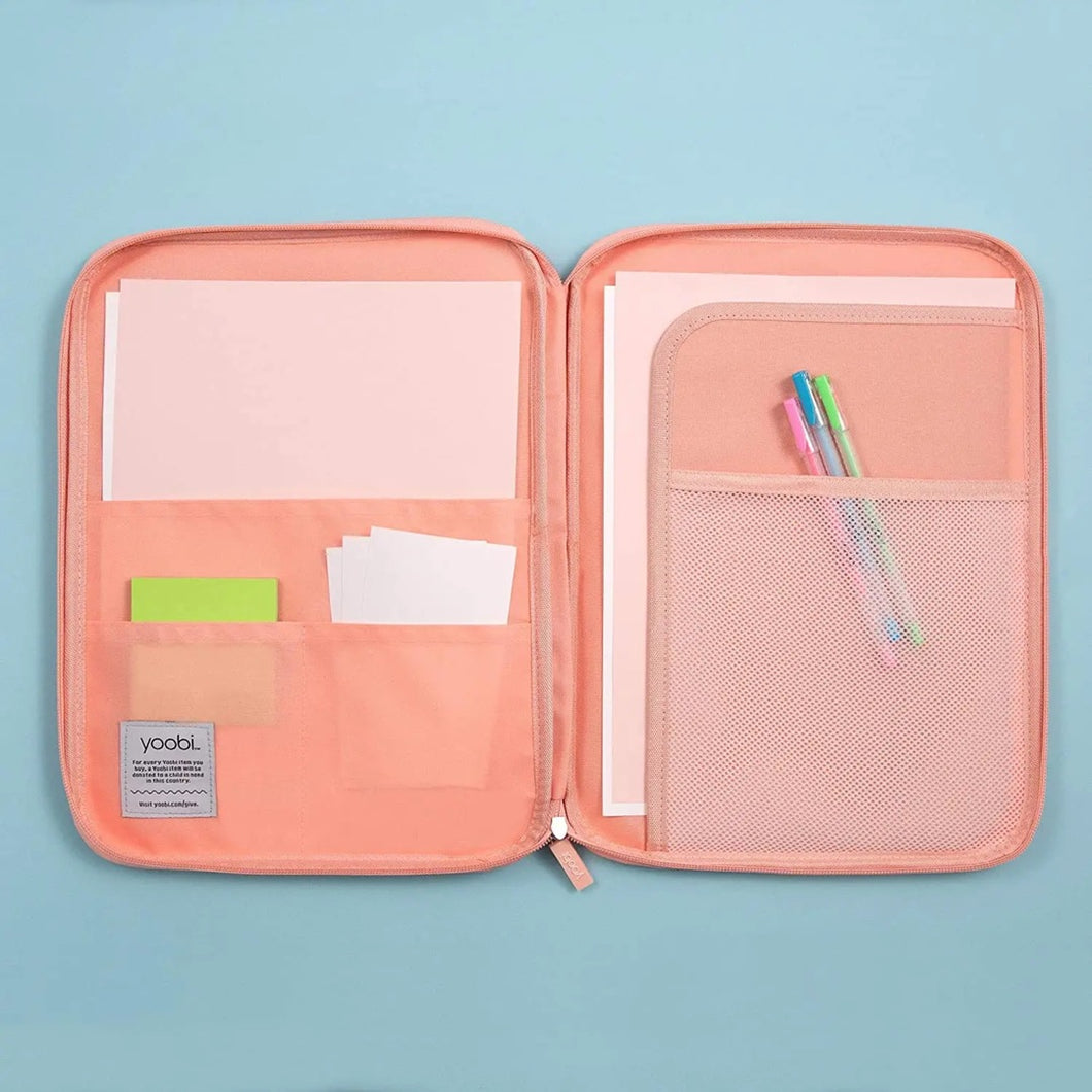 Yoobi Pencil Organizer Case With Pockets Bad In Pink