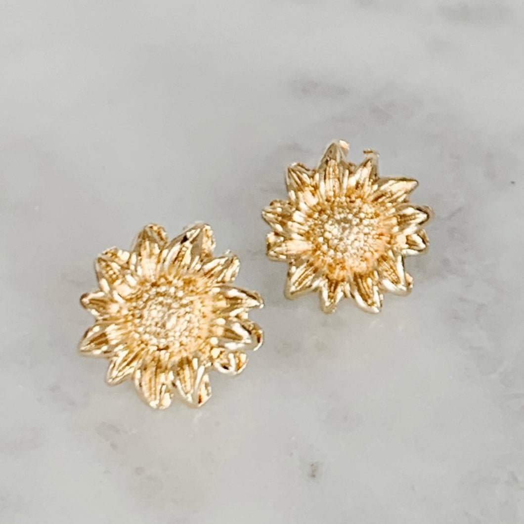 Sunflower Earrings | Gold