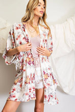 Load image into Gallery viewer, Tie Waist Floral Kimono | Off White
