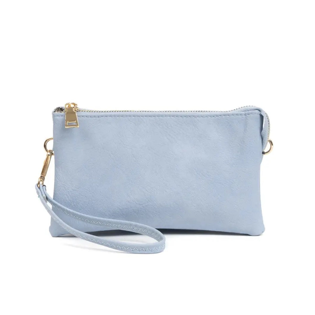 Periwinkle | Riley Monogrammable 3 Compartment Crossbody/Wristlet