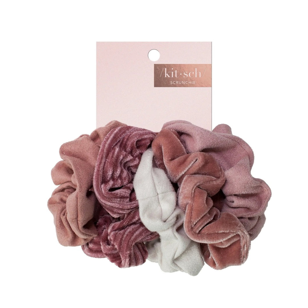 Kitsch | Velvet Scrunchies | Blush and Mauve
