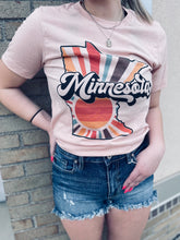 Load image into Gallery viewer, Minnesota Retro State Graphic Tee | Heather Peach
