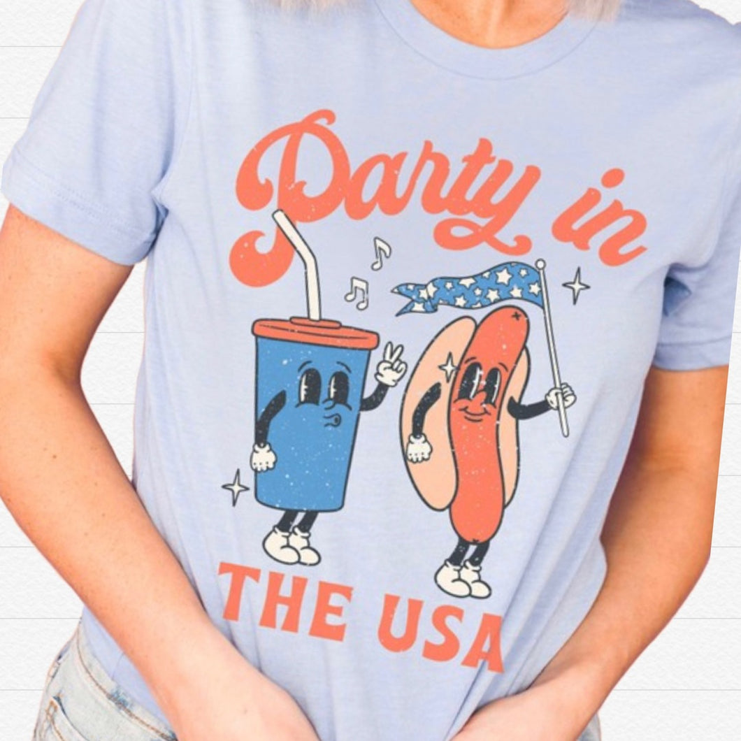 Party In The USA Tee | Light Blue