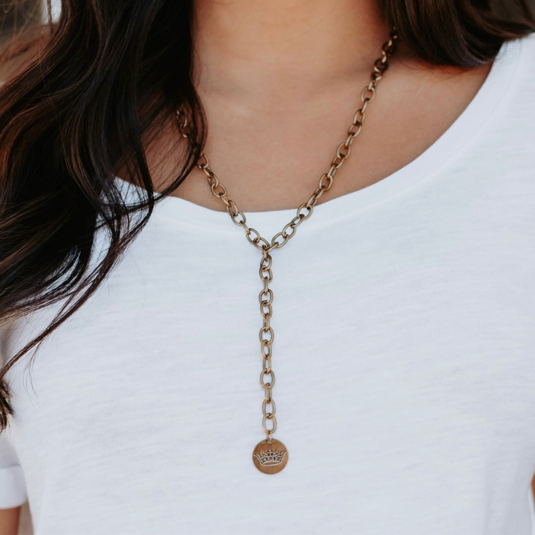 Lariat Chain Necklace | Antique Gold