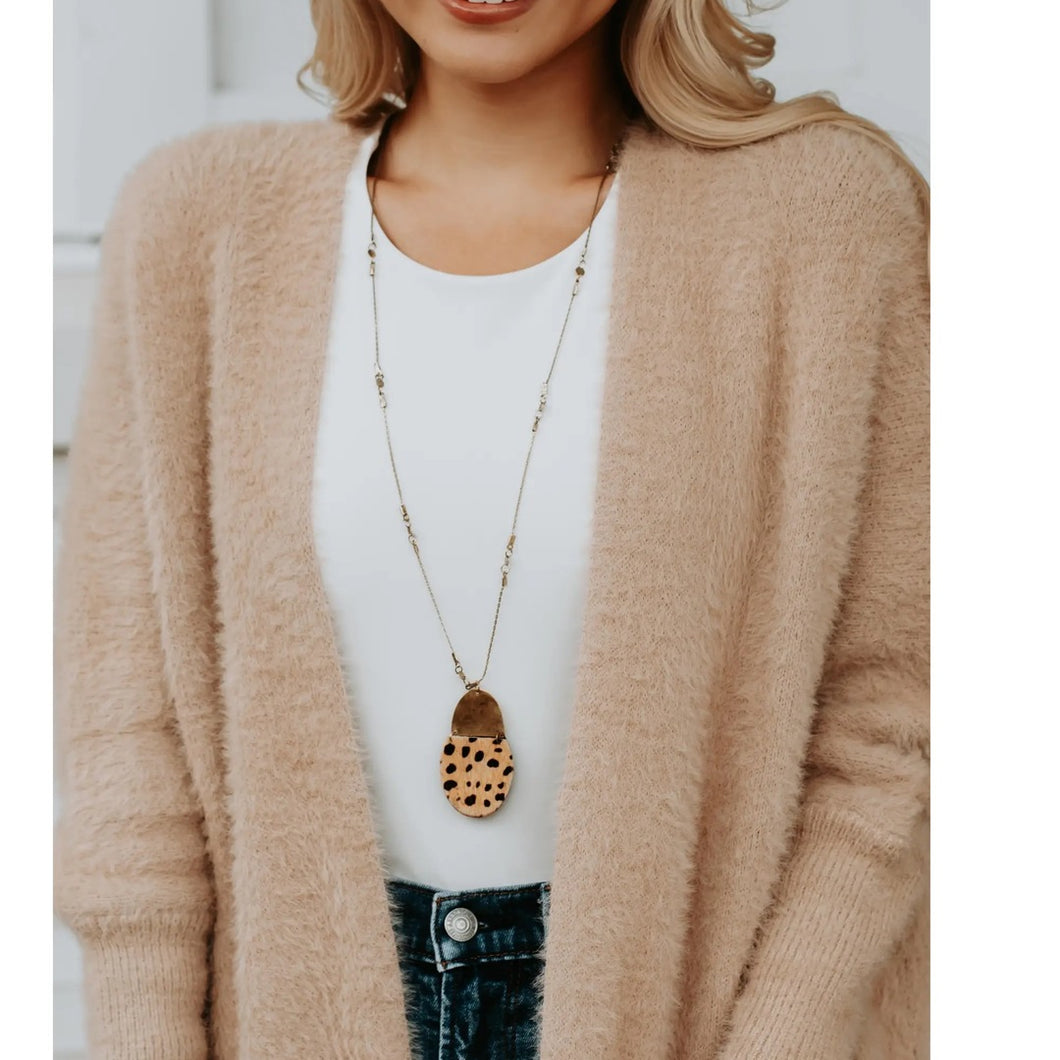 Long Beaded Necklace | Cheetah & Gold