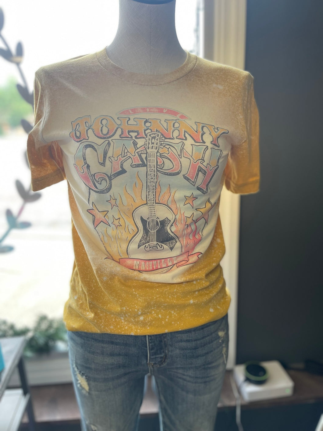 Johnny Cash Tee | Bleached Yellow
