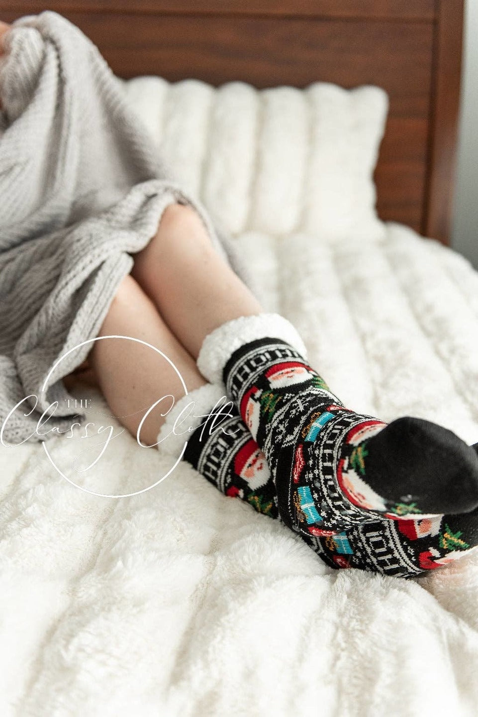 The Classy Cloth | Non-Slip Sherpa Lined Socks | Merry Christmas