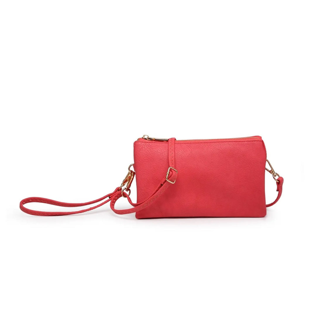 Riley Monogrammable 3 Compartment Crossbody/Wristlet | Hot Pink