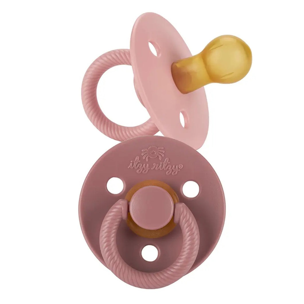 Itzy Soother | Natural Rubber Pacifier Set | Blossom + Rosewood