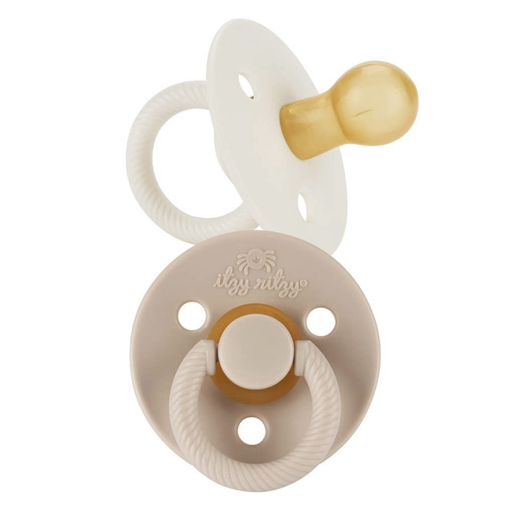 Itzy Soother | Natural Rubber Pacifier Set | Coconut + Toast