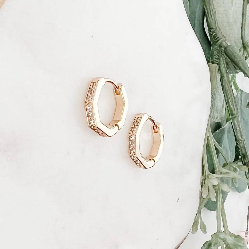 CZ Huggie Earrings | Gold