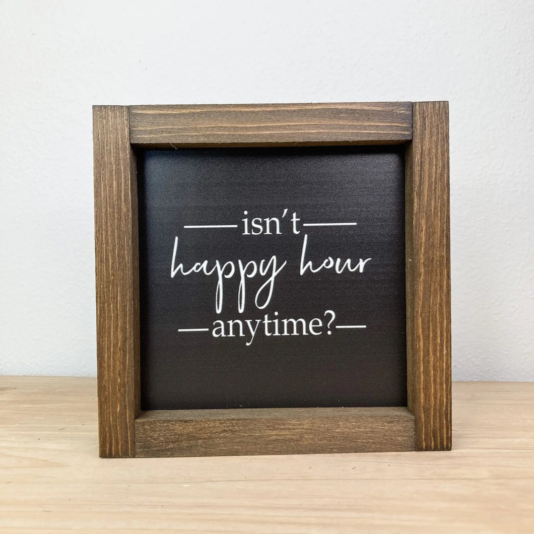 Isn’t Happy Hour Anytime Sign | White