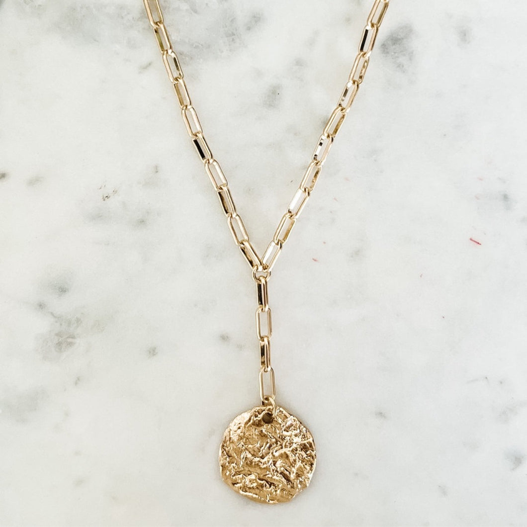 Y-Necklace with Coin Pendant | Gold