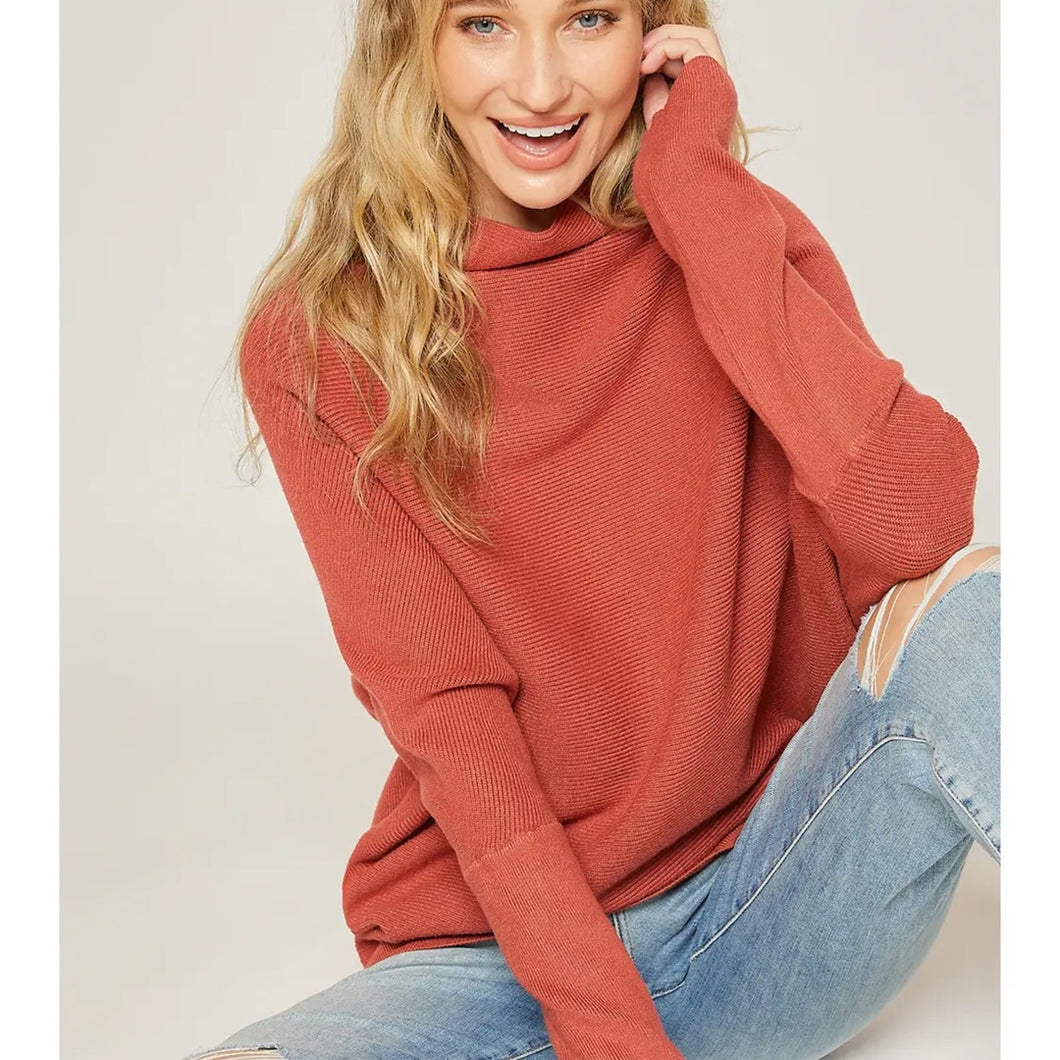 Slouch Neck Dolman Pullover Sweater | Spice