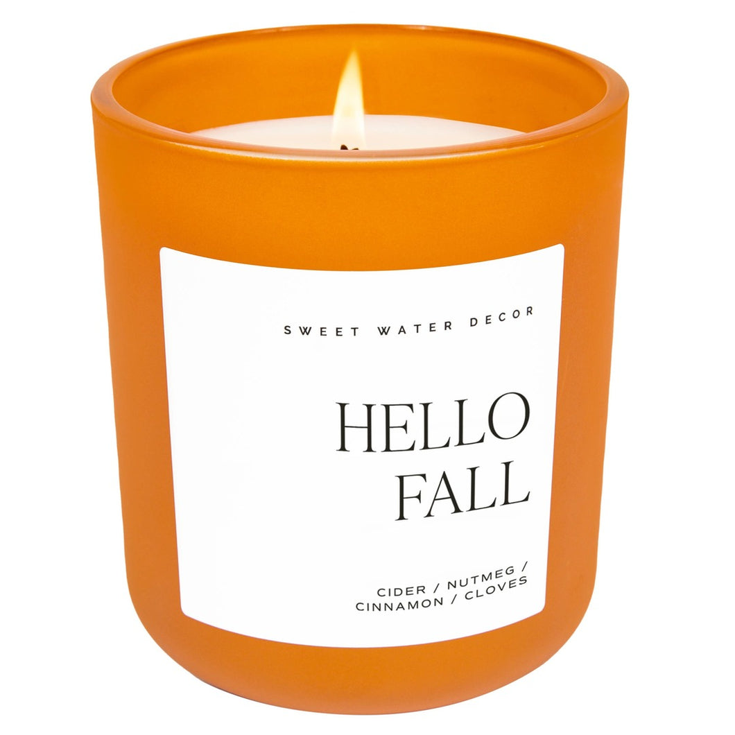 Sweet Water Decor - *NEW* Hello Fall 15 oz Soy Candle, Matte Jar - Fall Decor