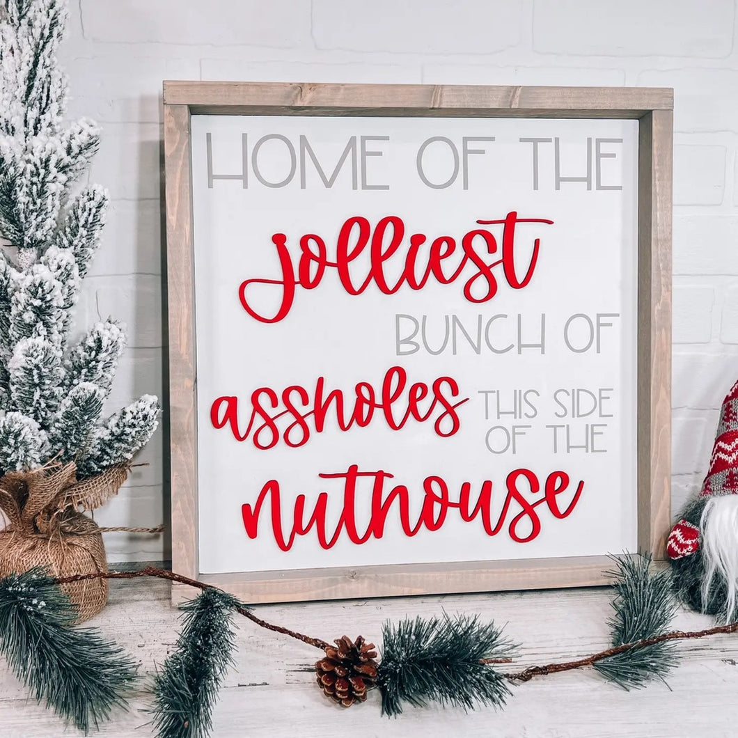 Jolliest Bunch of Assholes Sign, Funny Christmas Sign, Decor