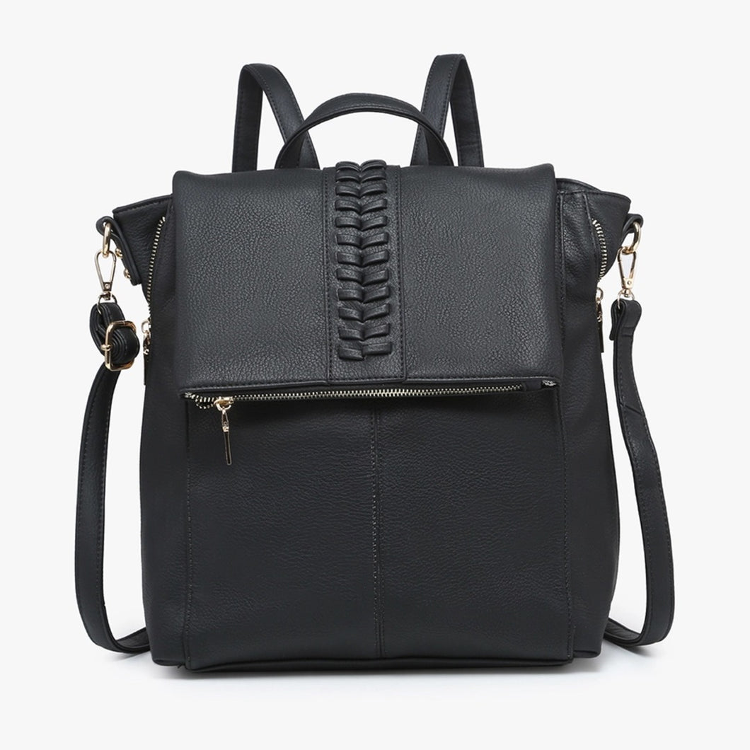 Vivian Distressed Convertible Backpack | Black
