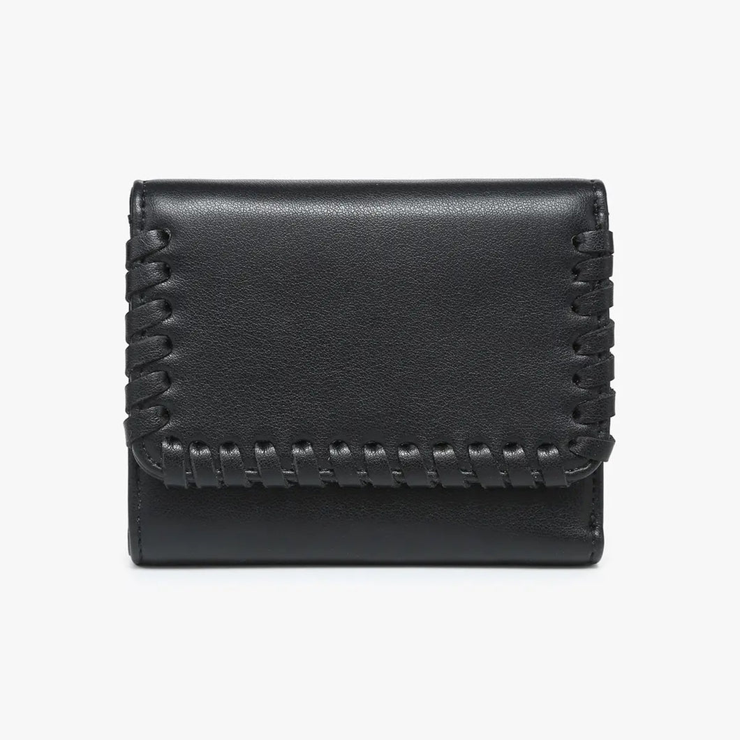 Logan Whipstitch Tri-Fold Wallet | Black