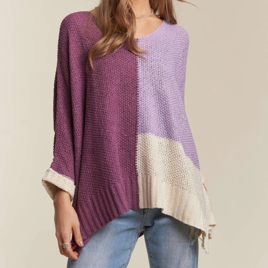 Colorblock Sweater Top | Lilac