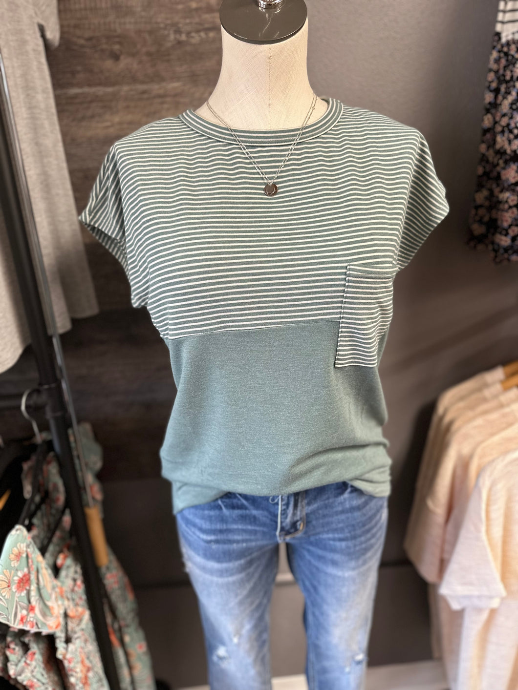 Solid & Striped Top | Olive