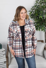 Load image into Gallery viewer, Hooded Plaid Shacket | Pink &amp; Tan
