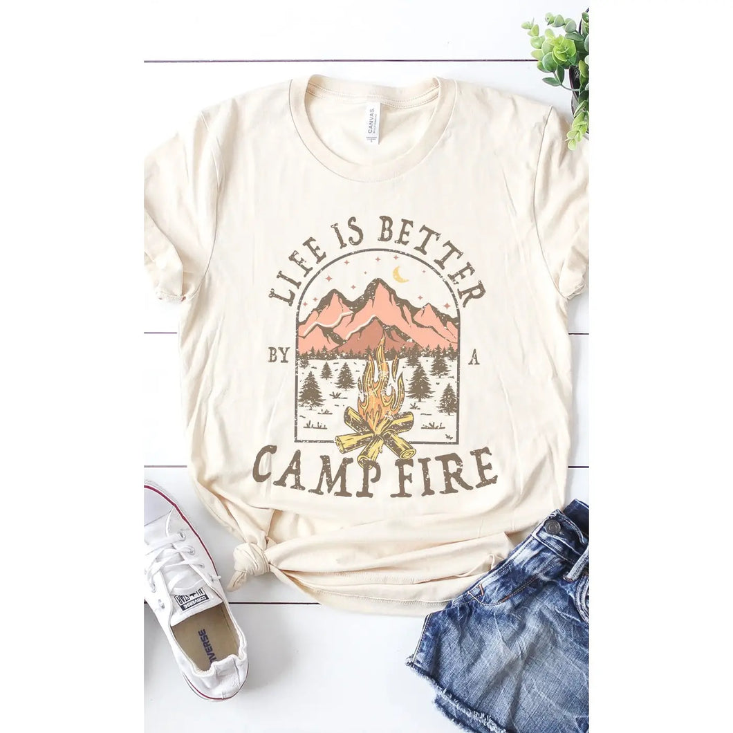 Life is Better By A Campfire Tee | Cream