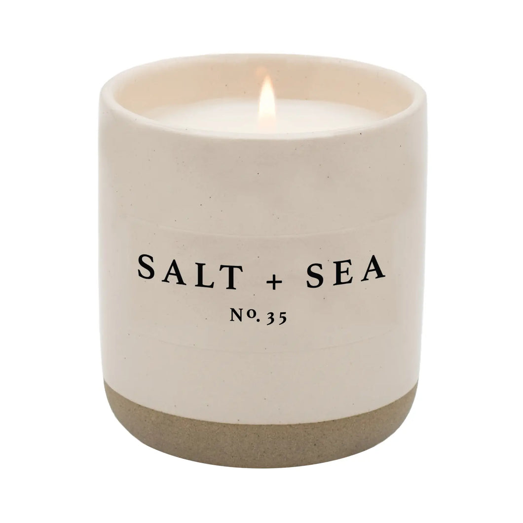 Salt and Sea | Soy Candle | Cream Stoneware Jar | 12 oz
