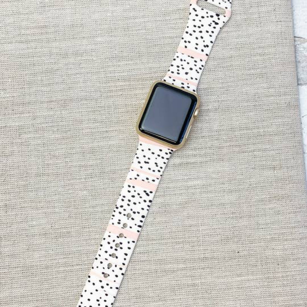 Silicone Smart Watch Band | Pink and Black Spotted