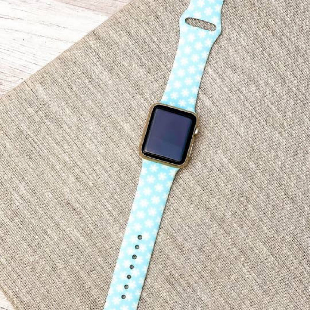 Silicone Smart Watch Band | Blue Snowflakes