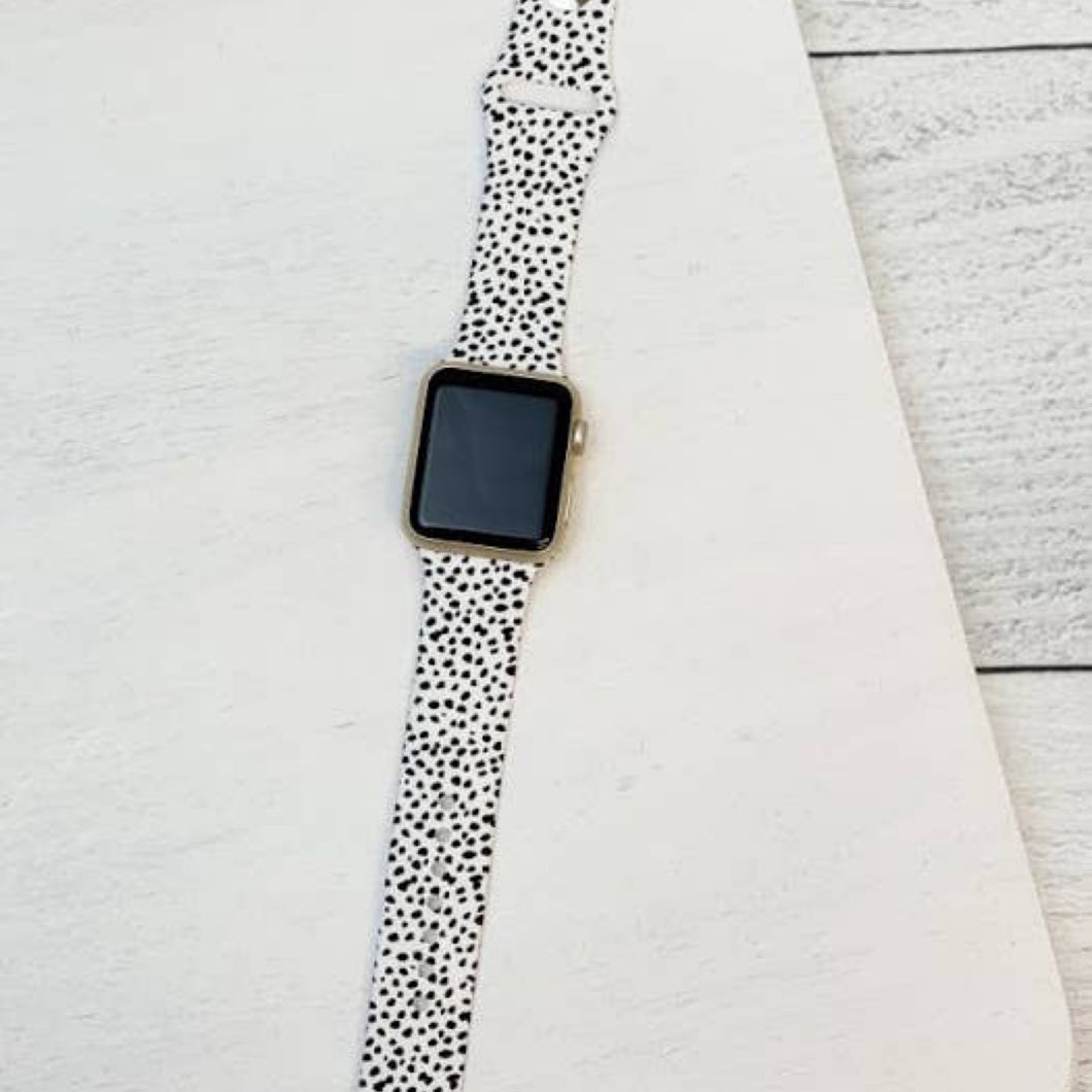 Silicone Smart Watch Band | White and Black Spotted